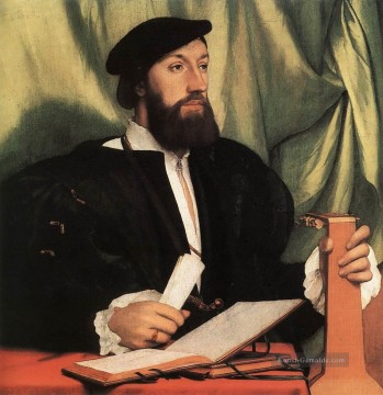  unbekannt - Unbekannt Gentleman mit Musikbücher und Laute Renaissance Hans Holbein der Jüngere